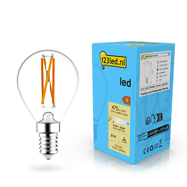 123inkt 123led E14 Filament led-lamp kogel dimbaar 4.5w (40w)  LDR02076 - 1