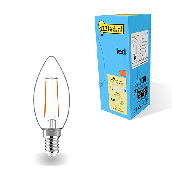 123inkt 123led E14 filament led-lamp kaars dimbaar 2.5W (25W)  LDR01880 - 1