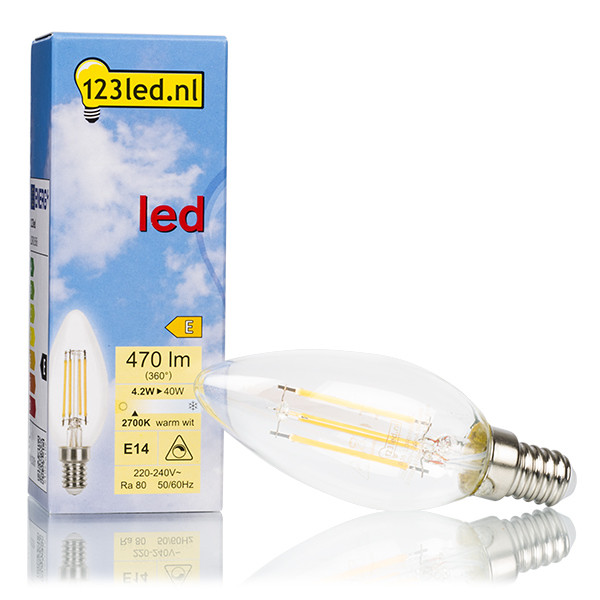 Treble verrader Lounge 123led E14 filament led-lamp kaars dimbaar 4.2W (40W) 123inkt 123inkt.nl