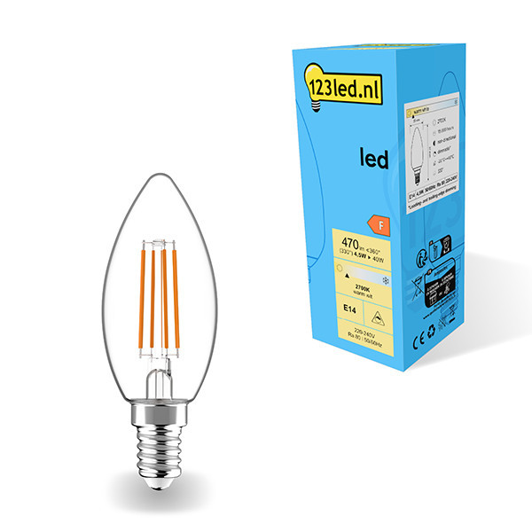 123inkt 123led E14 filament led-lamp kaars dimbaar 4.5W (40W)  LDR01882 - 1