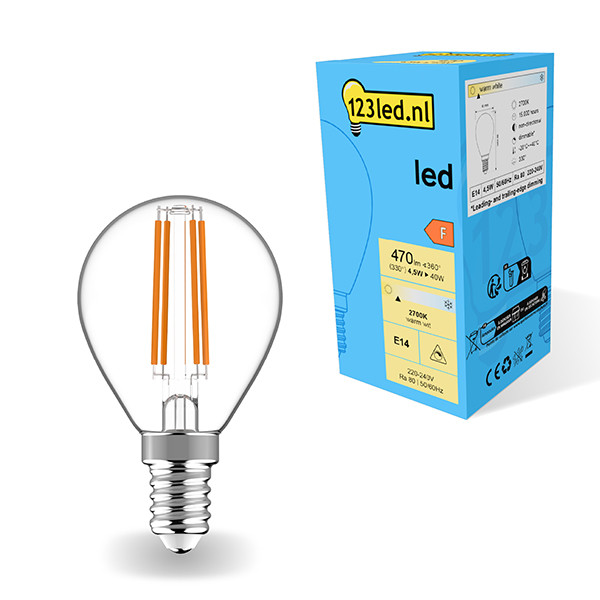 123inkt 123led E14 filament led-lamp kogel dimbaar 2700K 4.5W (40W)  LDR01894 - 1