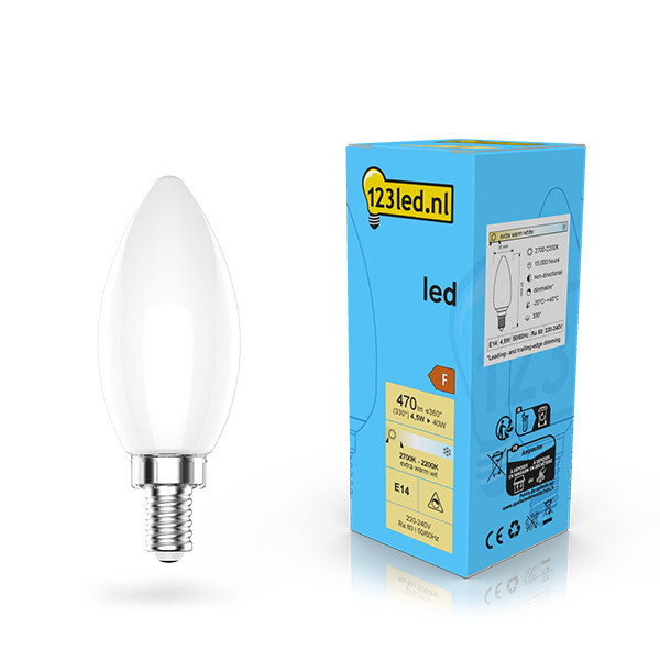 123inkt 123led E14 led-lamp kaars mat dimbaar 4.5w (40w)  LDR02080 - 1