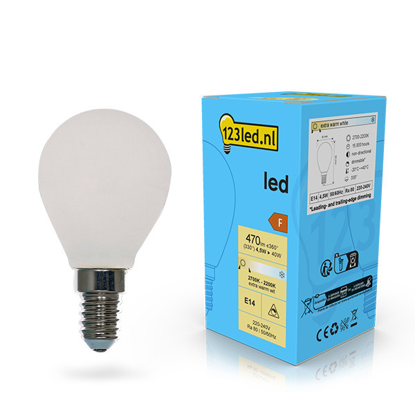 123inkt 123led E14 led-lamp kogel mat dimbaar 4.5w (40w)  LDR02082 - 1