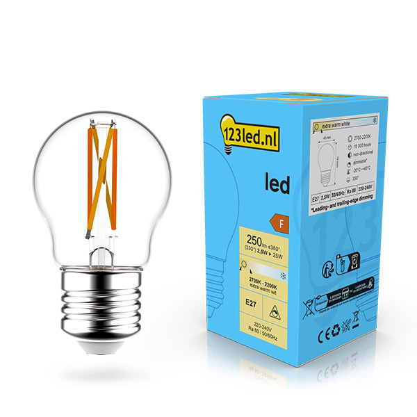 123inkt 123led E27 Filament led-lamp kogel dimbaar 2.5w (25w)  LDR02072 - 1