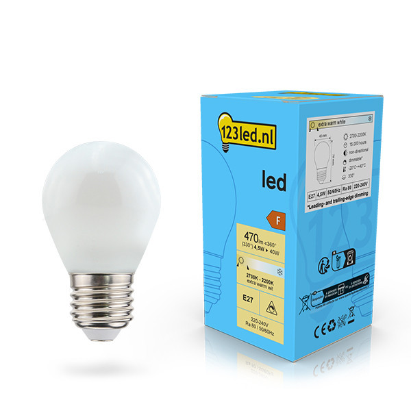 123inkt 123led E27 led-lamp kogel mat dimbaar 4.5w (40w)  LDR02084 - 1