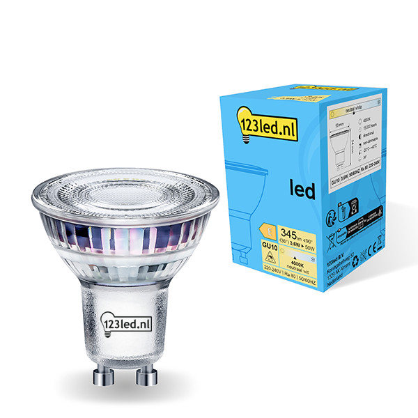 123inkt 123led GU10 led-spot glas 4000K 3.6W (50W) 72839000c LDR01722 - 1