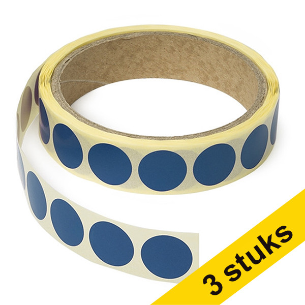 123inkt Aanbieding: 3x markeringspunten Ø 18 mm donkerblauw (1.000 etiketten op rol)  035243 - 1