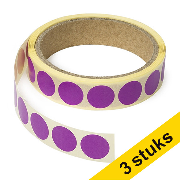 123inkt Aanbieding: 3x markeringspunten Ø 18 mm lila (1.000 etiketten op rol)  035239 - 1