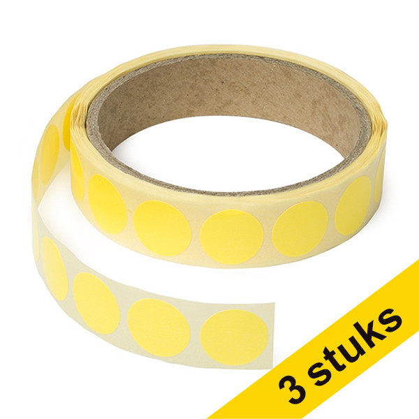 123inkt Aanbieding: 3x markeringspunten Ø 18 mm neongeel (1.000 etiketten op rol)  035242 - 1