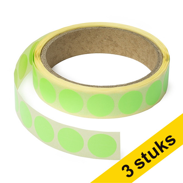 123inkt Aanbieding: 3x markeringspunten Ø 18 mm neongroen (1.000 etiketten op rol)  035240 - 1