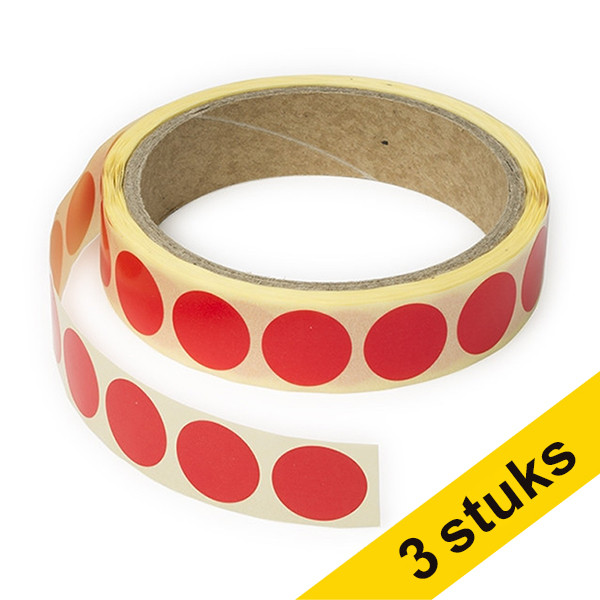 123inkt Aanbieding: 3x markeringspunten Ø 18 mm rood (1.000 etiketten op rol) 3374C 035233 - 1