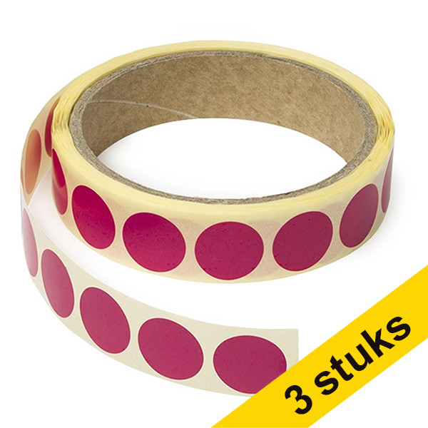 123inkt Aanbieding: 3x markeringspunten Ø 18 mm roze (1.000 etiketten op rol)  035245 - 1