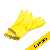 Aanbieding: 5x Handschoenen maat M roze/geel