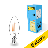 Aanbieding: 6x 123led E14 filament led-lamp kaars 4.5W (40W)