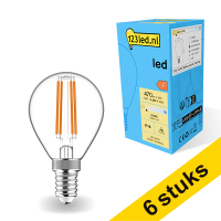 Aanbieding: 6x 123led E14 filament led-lamp kogel 4.5W (40W)