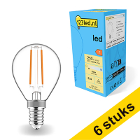 Aanbieding: 6x 123led E14 filament led-lamp kogel dimbaar 2700K 2.5W (25W)