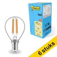 Aanbieding: 6x 123led E14 filament led-lamp kogel dimbaar 2700K 4.5W (40W)