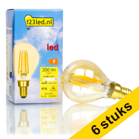 Aanbieding: 6x 123led E14 filament led-lamp kogel goud dimbaar 4.1W (32W)