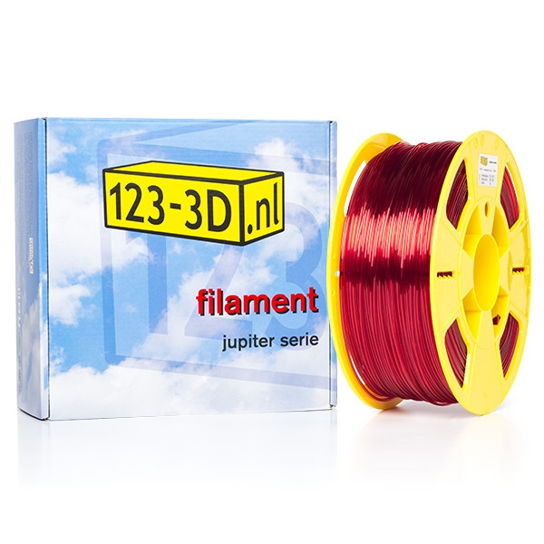 123inkt Filament transparant rood 1,75 mm PETG 1 kg Jupiter serie (123-3D huismerk)  DFP01178 - 1