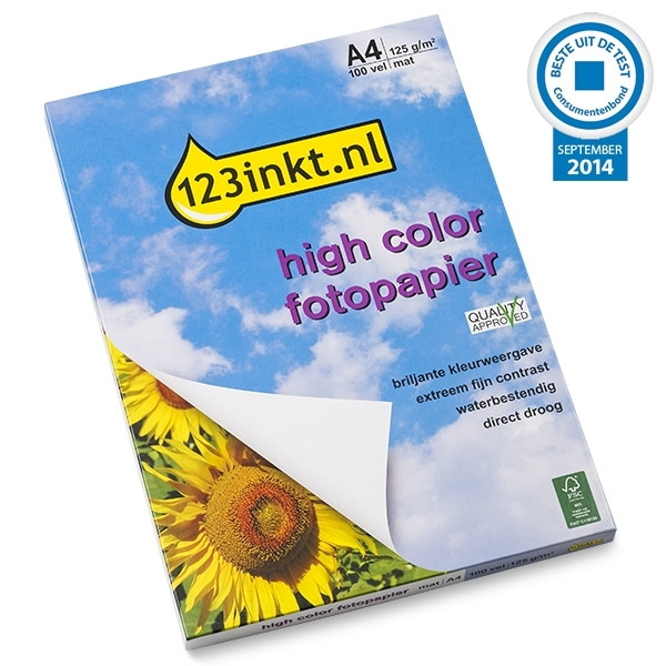 Lengtegraad lelijk distillatie 123inkt High Color mat fotopapier 125 grams A4 (100 vel) FSC(R) 123inkt  123inkt.nl