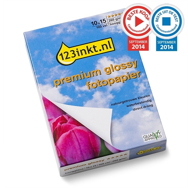 123inkt Premium Glossy hoogglans fotopapier 260 grams 10 x 15 cm (100 vel) C13S042153C 064130 - 1