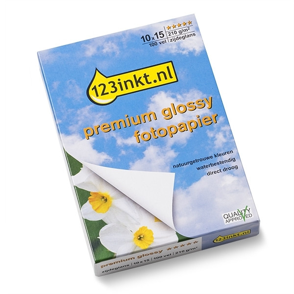 123inkt Premium Glossy zijdeglans fotopapier 210 grams 10 x 15 cm (100 vel) 0775B081C C13S042547C C13S042548C 064110 - 1