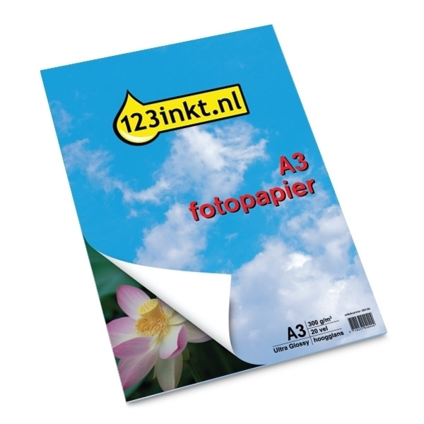 Rechtdoor Wakker worden Gelijkenis 123inkt Ultra Glossy hoogglans fotopapier 300 grams A3 (20 vel) 123inkt  123inkt.nl