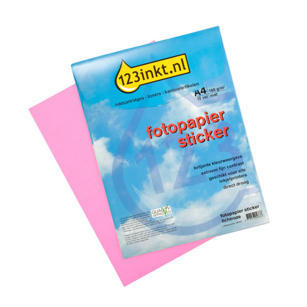 123inkt fotopapier sticker A4 knalroze (10 stickers) mat  300222 - 1