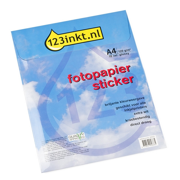 boog Obsessie Uitstekend 123inkt fotopapier sticker glossy A4 wit (10 stickers) 123inkt 123inkt.nl