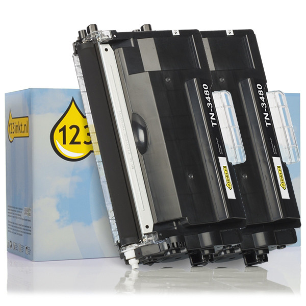 123inkt huismerk vervangt Brother TN-3480 toner zwart hoge capaciteit dubbelpak  160701 - 1