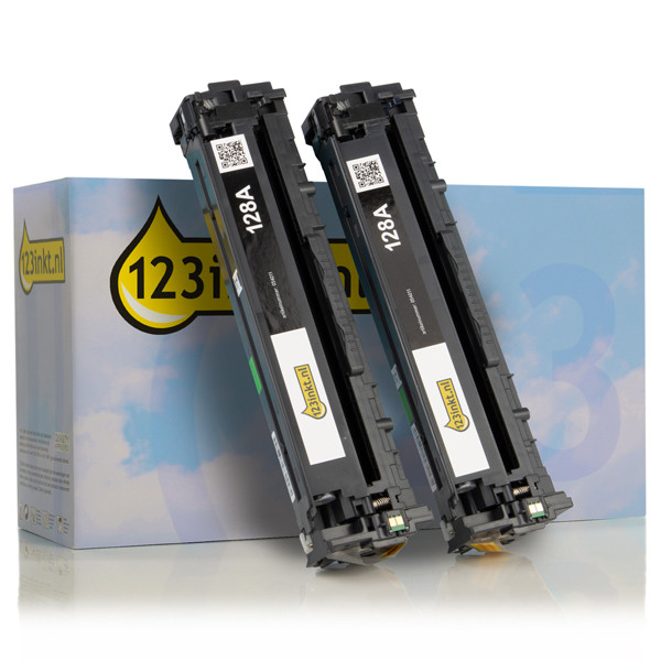 123inkt huismerk vervangt HP 128A (CE320AD) toner zwart dubbelpak CE320ADC 132170 - 1