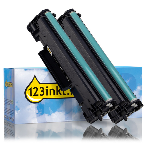 123inkt huismerk vervangt HP 142A (W1420A) toner zwart dubbelpak W1420AC 160714 - 1