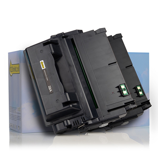 123inkt huismerk vervangt HP 38D (Q1338D) toner zwart dubbelpak Q1338DC 132163 - 1