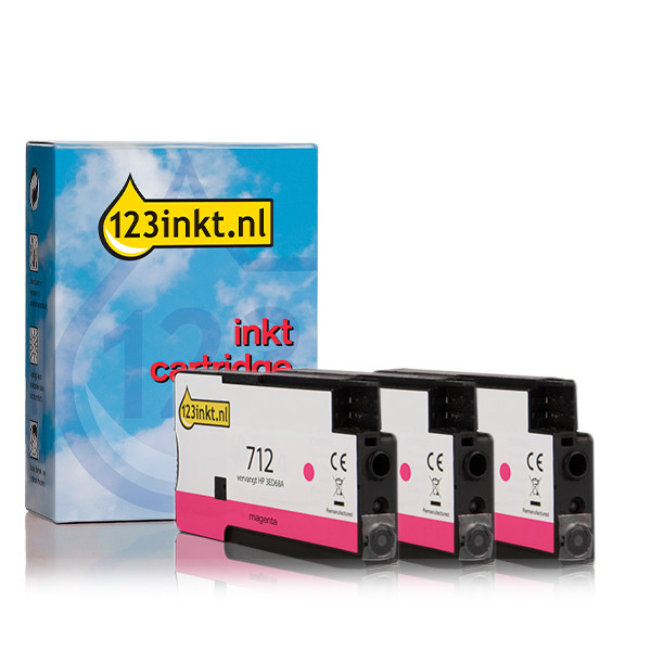 123inkt huismerk vervangt HP 712 (3ED78A) magenta multipack 3 stuks  010087 - 1