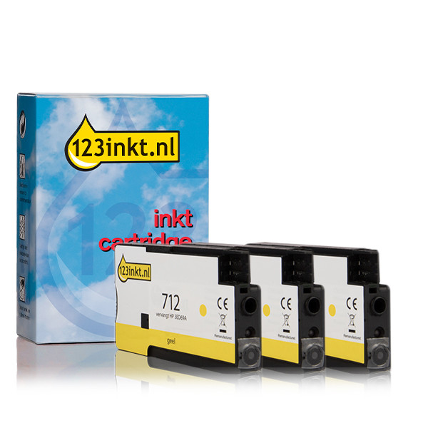 123inkt huismerk vervangt HP 712 (3ED79A) geel multipack 3 stuks  010089 - 1