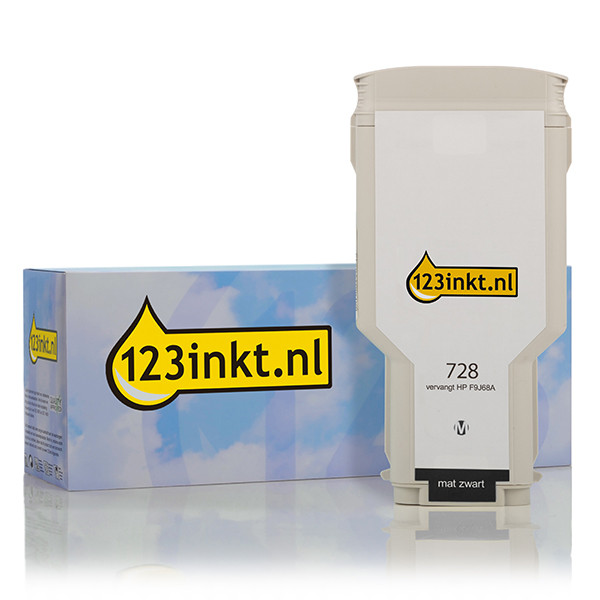 123inkt huismerk vervangt HP 728 (F9J68A) inktcartridge mat zwart extra hoge capaciteit F9J68AC 044497 - 1