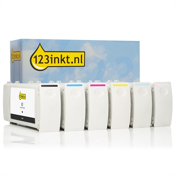 123inkt huismerk vervangt HP 81 multipack zwart + 5 kleuren  160163 - 1