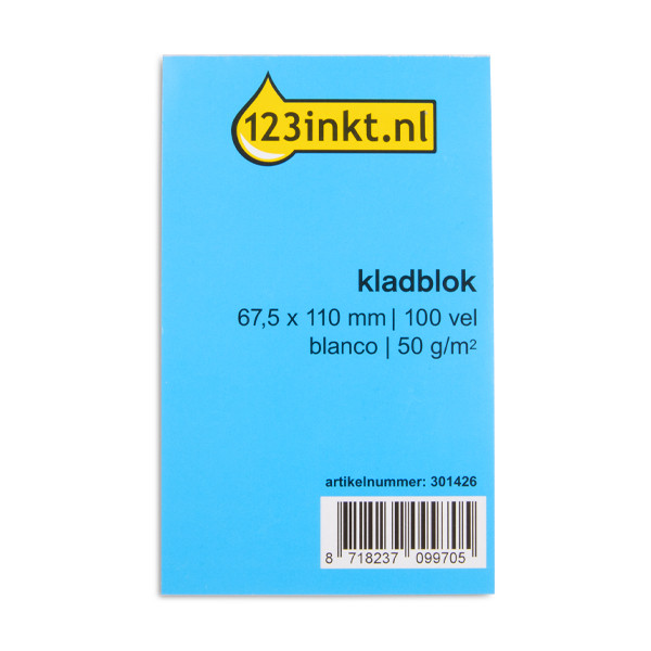 123inkt kladblok 67,5 x 110 mm 100 vel blanco K-55100C 301426 - 1