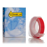 123inkt lettertang S0898150 / 520102 reliëftape wit op rood  089263