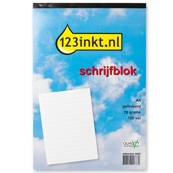 123inkt schrijfblok A4 gelinieerd 70 grams 100 vel  301125 - 1