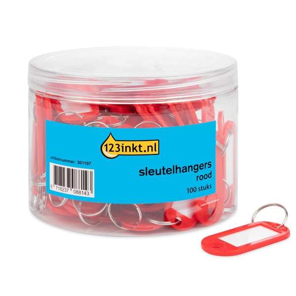 123inkt sleutelhangers rood (100 stuks) AC-E10651C 301107 - 1