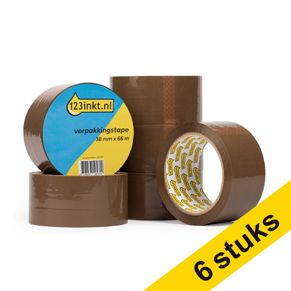 123inkt verpakkingstape bruin 38 mm x 66 m (6 rollen)  301982 - 1