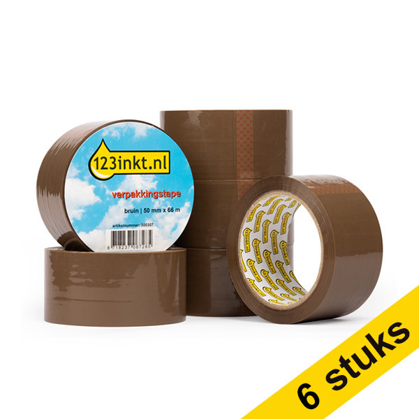 123inkt verpakkingstape bruin 50 mm x 66 m (36 rollen)  301383 - 1