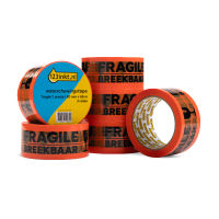 123inkt waarschuwingstape 'Fragile' oranje 50 mm x 66 m (6 rollen)