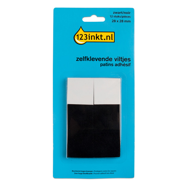 123inkt zelfklevende viltjes vierkant zwart 28 mm (12 stuks) FP-28S 301009 - 1