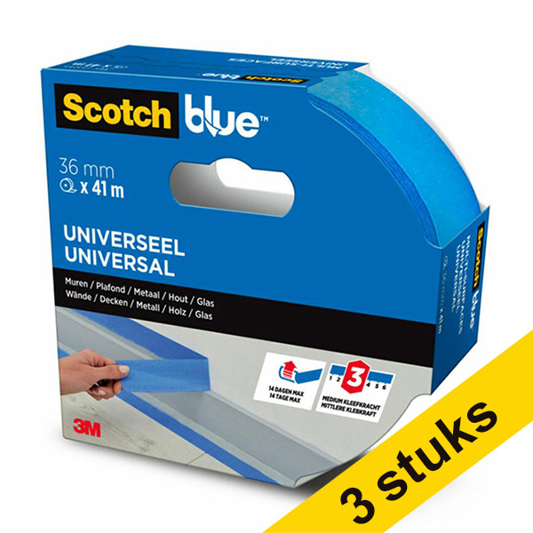 3M Aanbieding: 3x ScotchBlue Multi-oppervlak afplaktape 36 mm x 41 m  280060 - 1