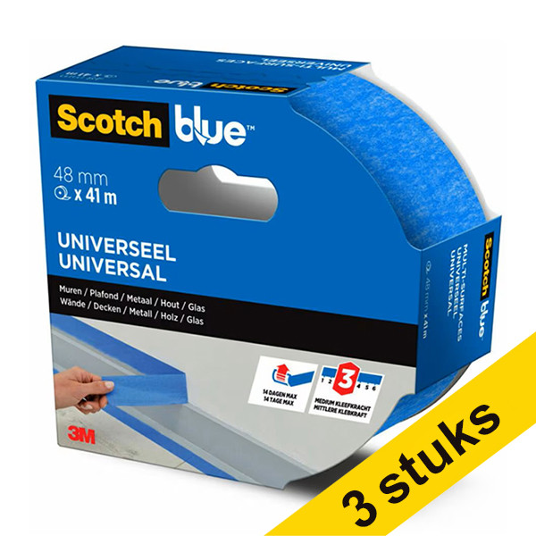 3M Aanbieding: 3x ScotchBlue Multi-oppervlak afplaktape 48 mm x 41 m  280062 - 1