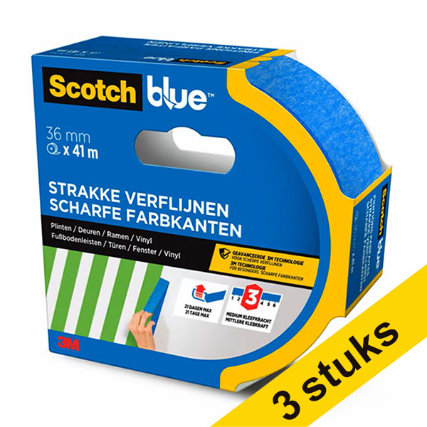 3M Aanbieding: 3x ScotchBlue afplaktape voor strakke lijnen 36 mm x 41 m  280061 - 1