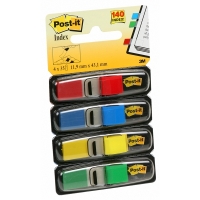 3M Post-it index smal met 4 basiskleuren 11,9 x 43,1 mm (4 x 35 tabs) 683-4 201352