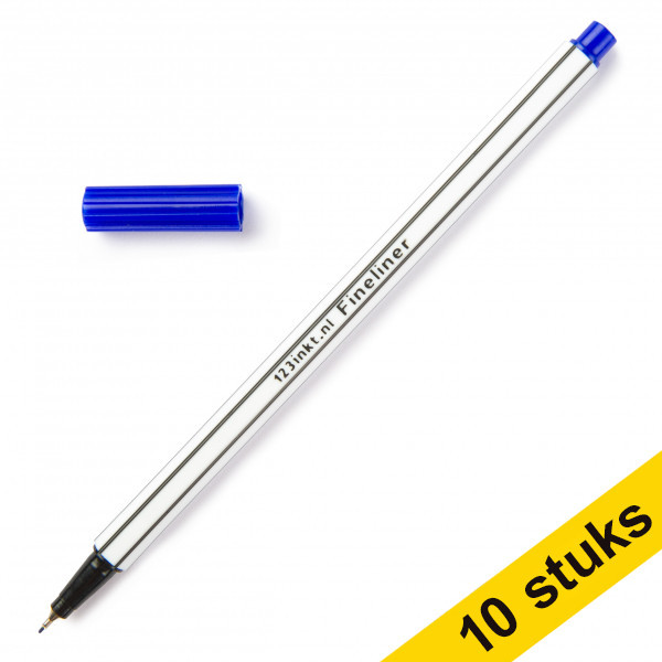 Aanbieding: 10x 123inkt fineliner blauw  300434 - 1